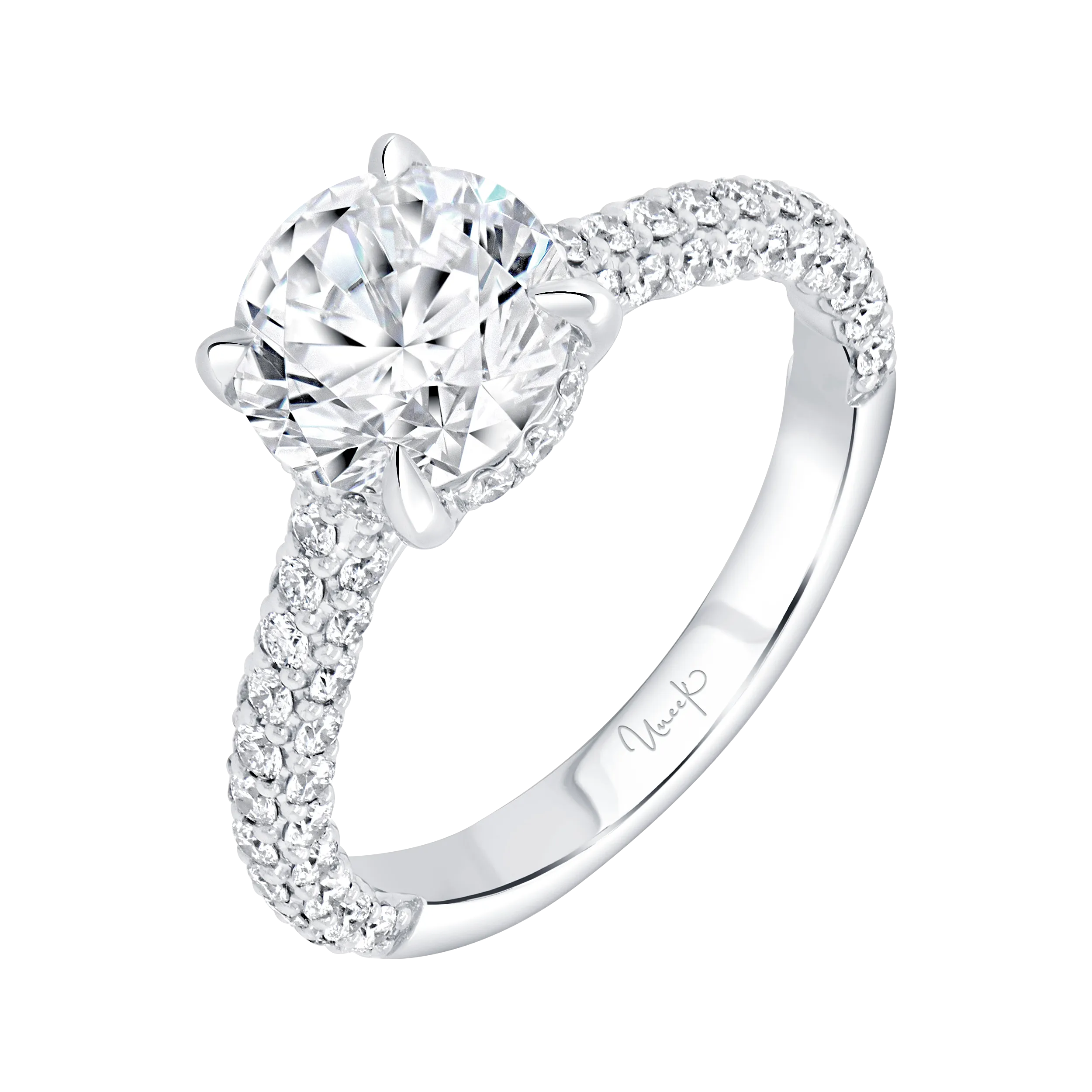 0.82ctw Under-Halo Round Engagement Ring