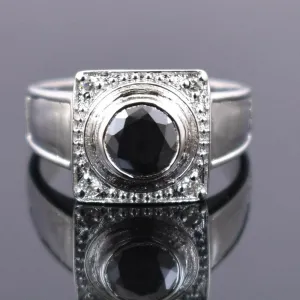 1 Ct Black Diamond with Diamond Accents Solitaire Ring, Ideal Gift for Husband, Boyfriend