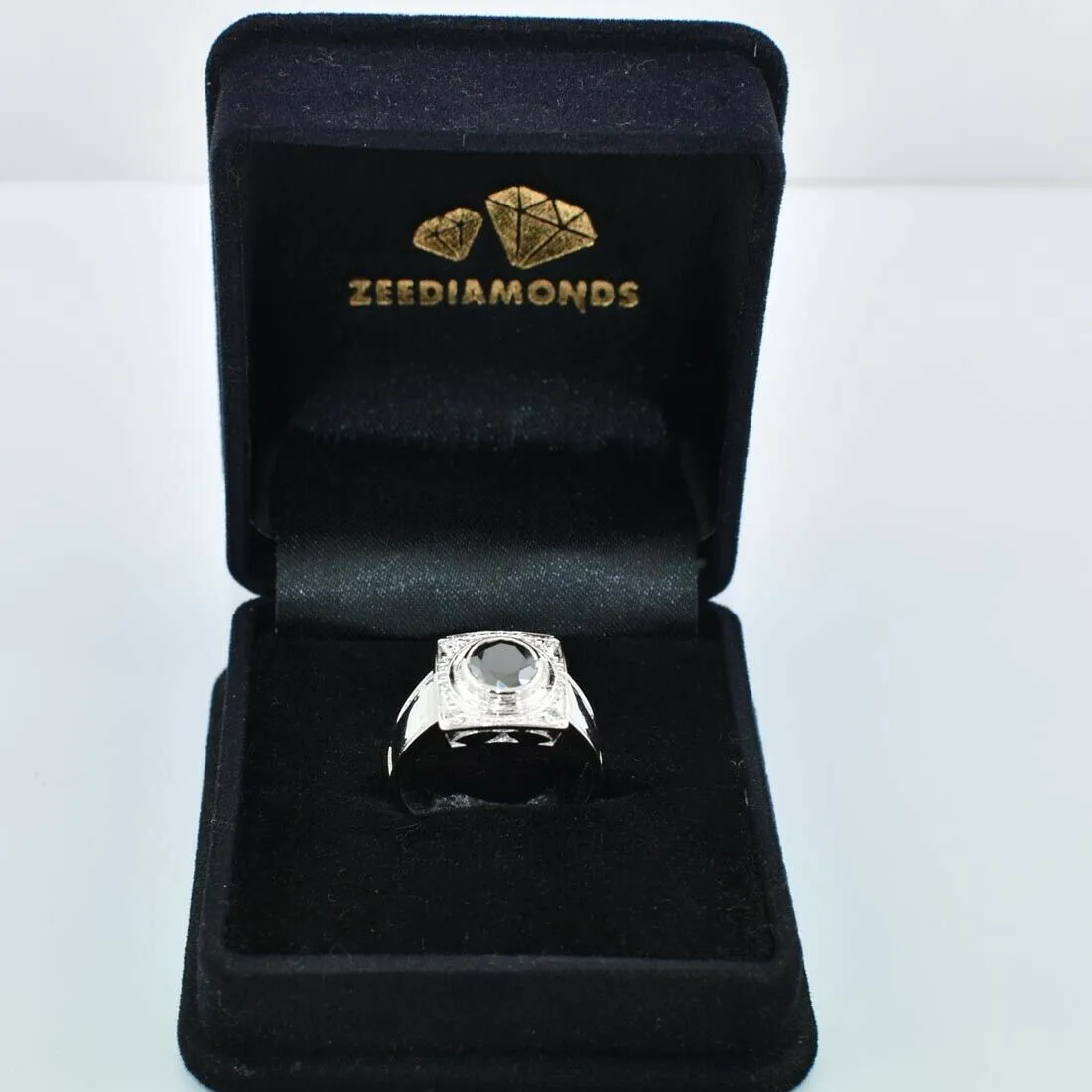 1 Ct Black Diamond with Diamond Accents Solitaire Ring, Ideal Gift for Husband, Boyfriend