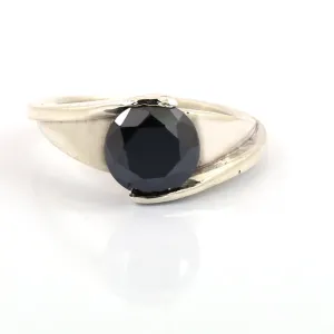 1 Ct To 3 Ct Lovely Black Diamond Solitaire Twisted Ring In Sterling Silver. AAA Certified! Great Shine