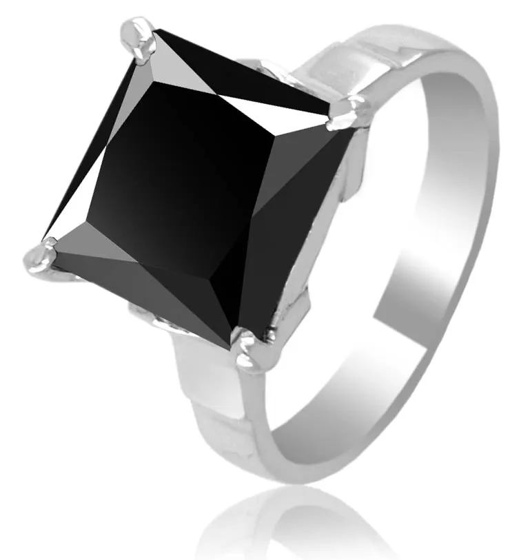 1 Ct to 3 Ct Princess Cut Black Diamond Solitaire Ring in 925 Silver. Amazing Collection with Great Shine!