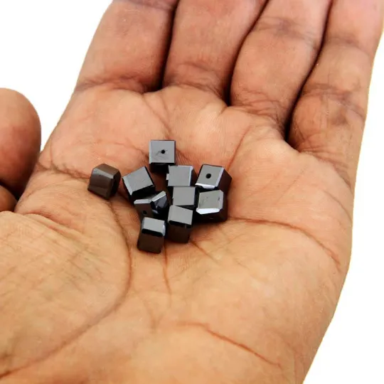 10 Pcs Cube Shaped Black Diamond Beads For Jewelry Making