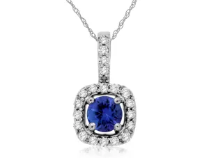 14K White Gold .14ctw Diamond and .25ctw Tanzanite Necklace (97907)