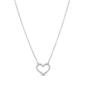 14K White Gold Diamond Heart Necklace