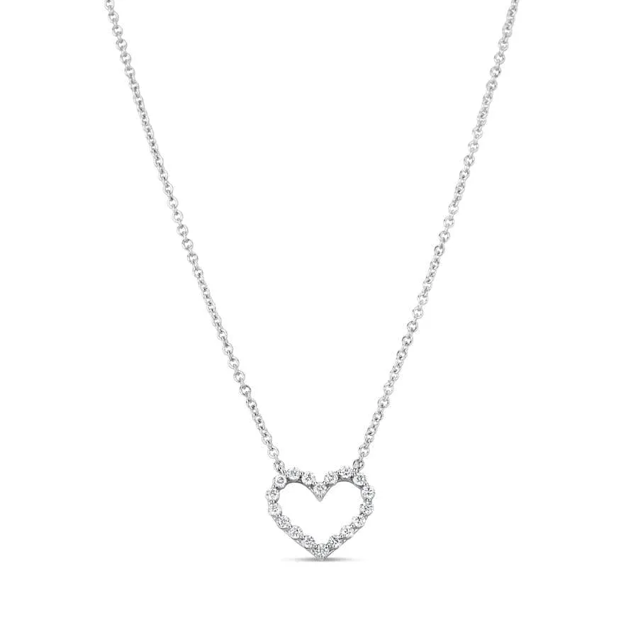 14K White Gold Diamond Heart Necklace