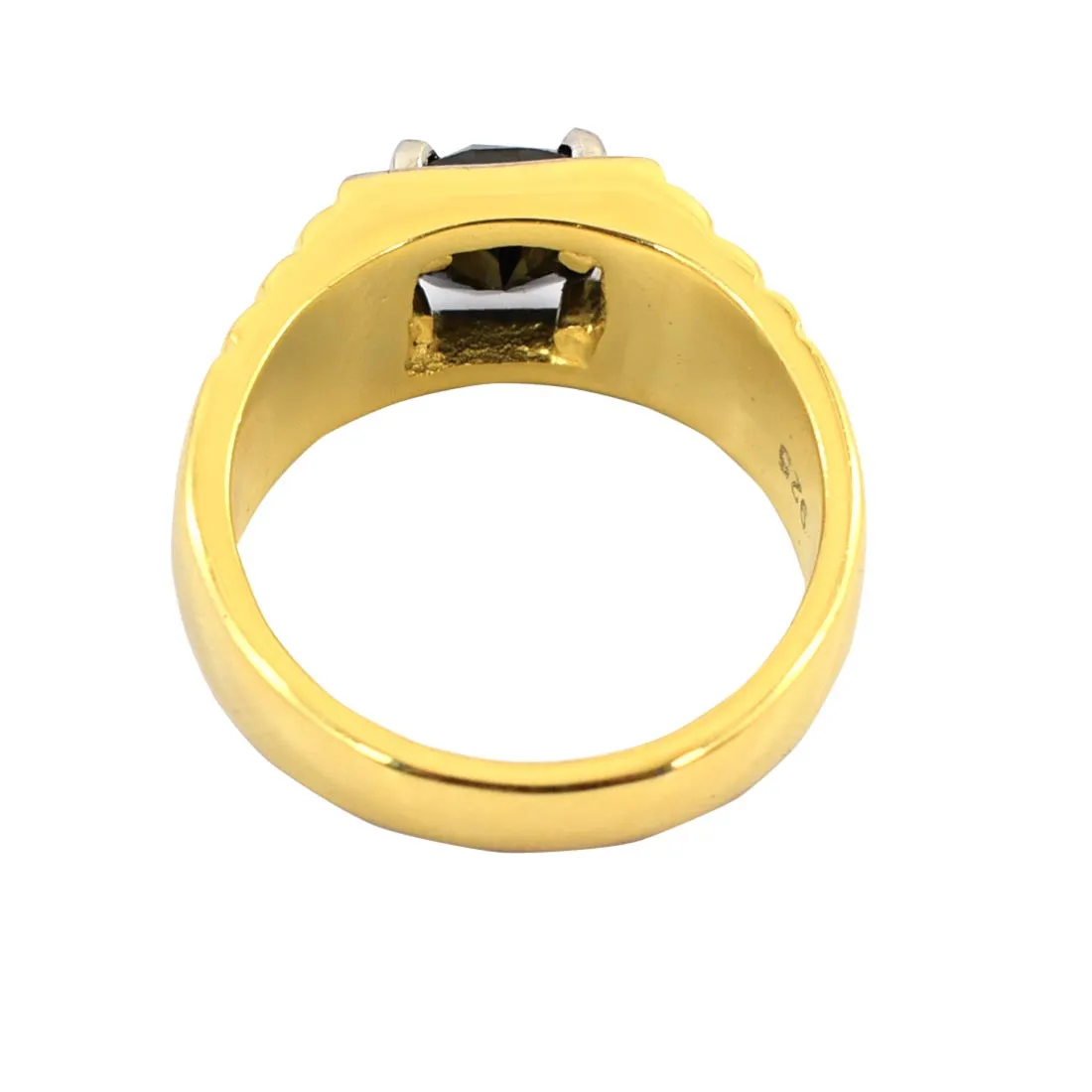 1.50 Carat Certified Black Diamond Ring In 925 Silver with Yellow Finish. Great Shine & Design