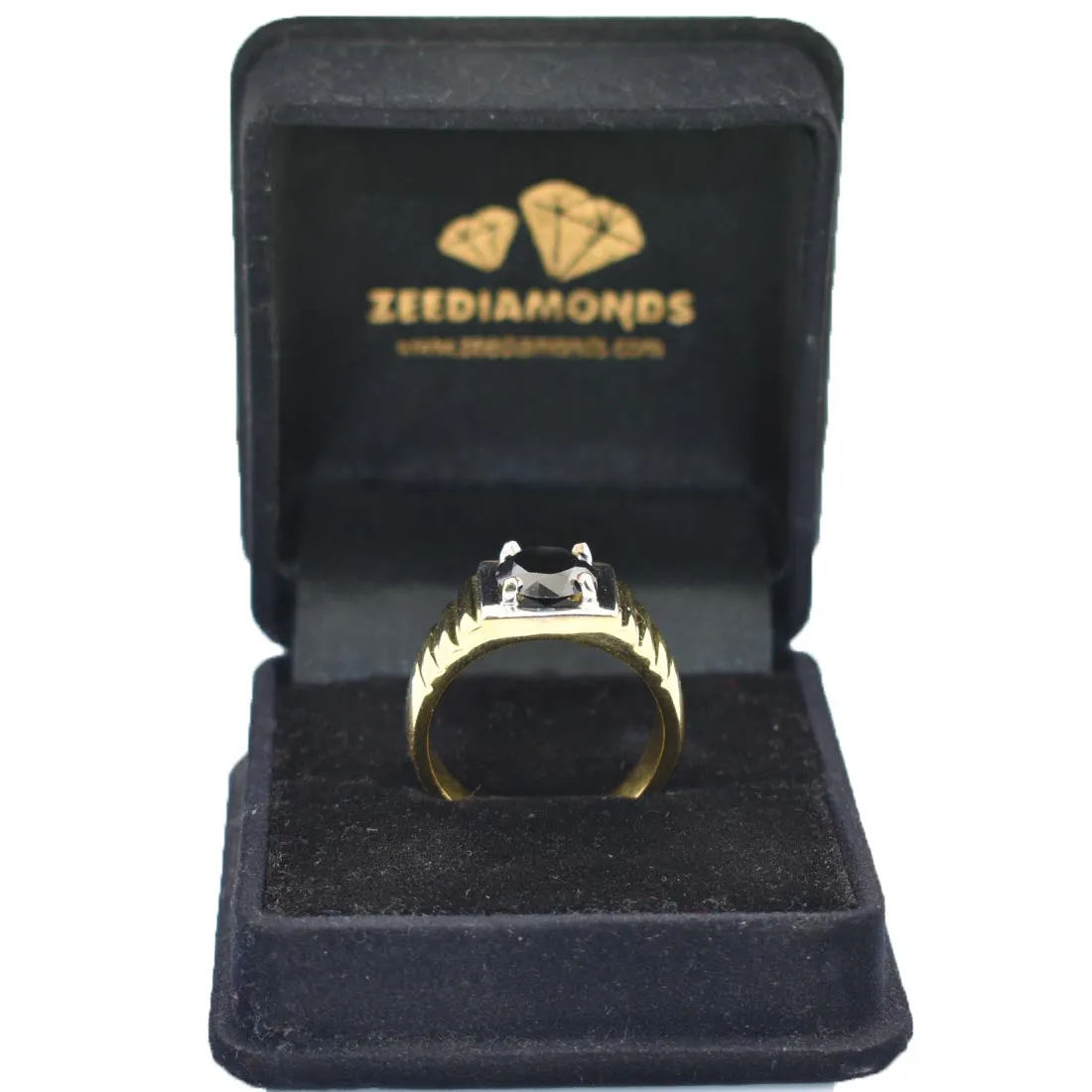 1.50 Carat Certified Black Diamond Ring In 925 Silver with Yellow Finish. Great Shine & Design