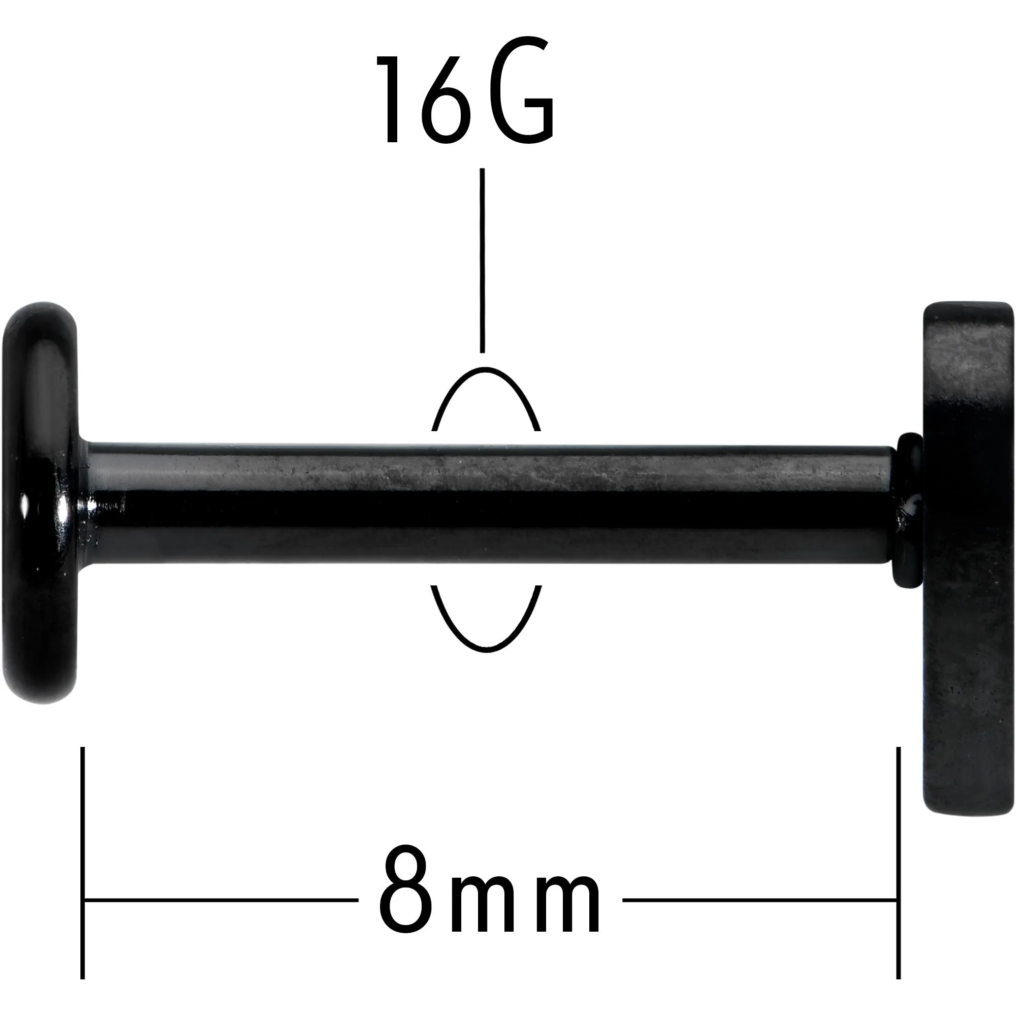 16 Gauge 5/16 Black Simple Heart Internally Threaded Labret Tragus