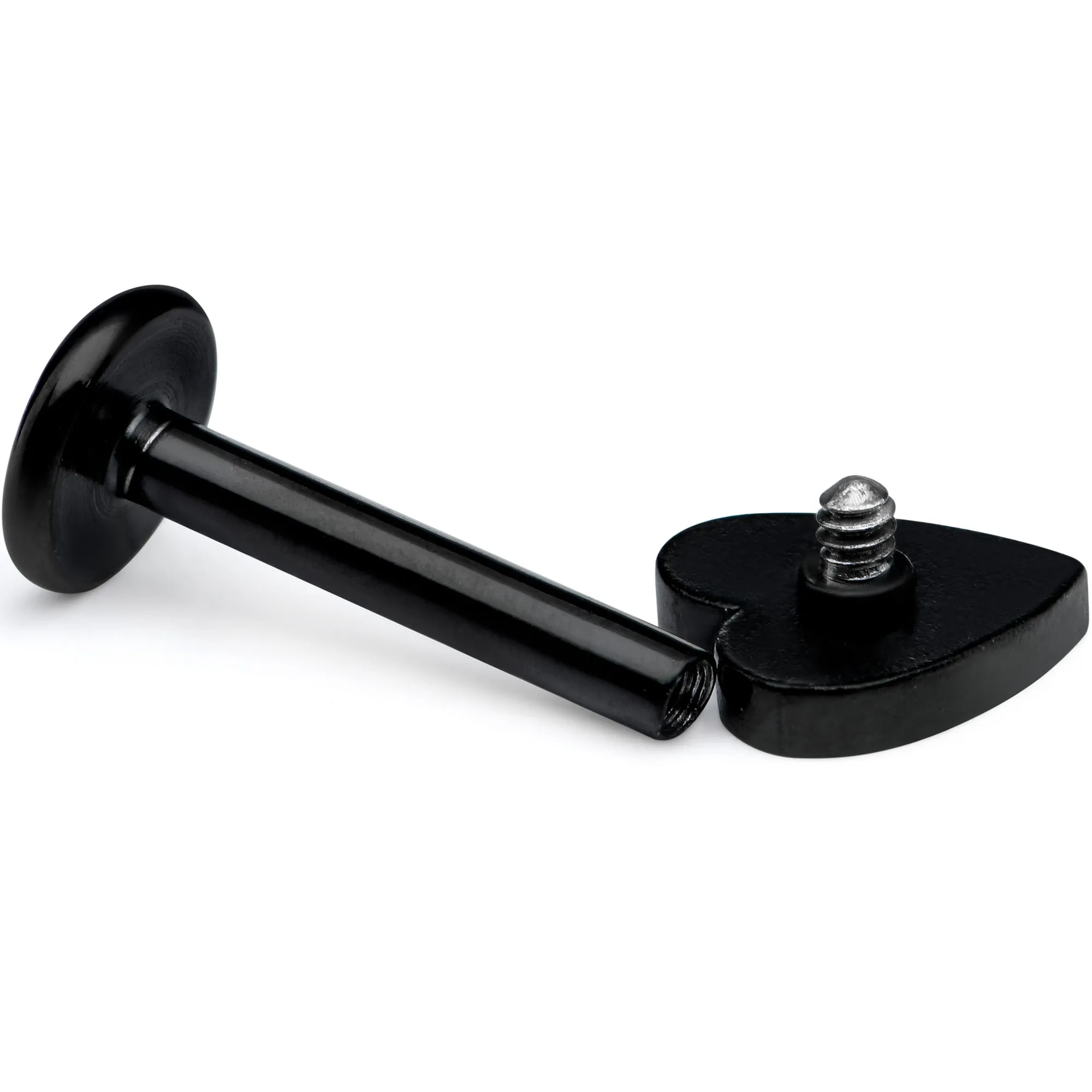 16 Gauge 5/16 Black Simple Heart Internally Threaded Labret Tragus