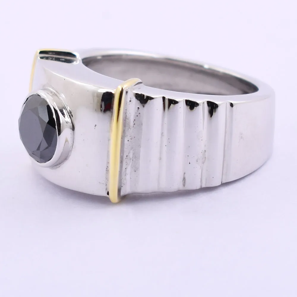 1.60 Ct Certified Black Diamond Men's Designer Ring In Sterling Silver, Ideal Gift for Wedding, Anniversary