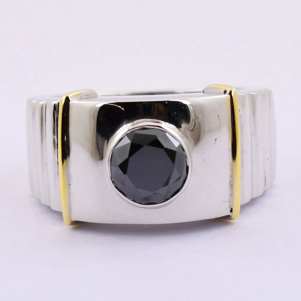 1.60 Ct Certified Black Diamond Men's Designer Ring In Sterling Silver, Ideal Gift for Wedding, Anniversary