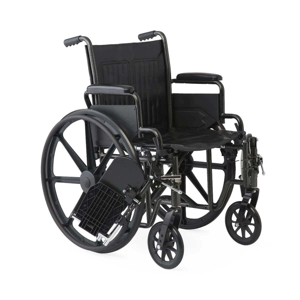 16" Wide K1 Basic Vinyl Wheelchair with Swing-Back Desk-Length Arms and Elevating Leg Rests