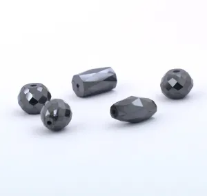 19.5 Cts Black Diamond Drilled Beads - Fancy Drum, Pipe & Round Checker