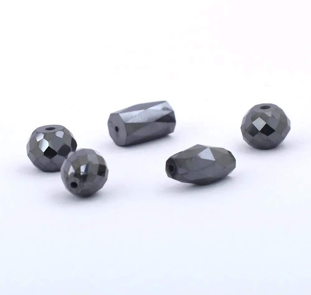19.5 Cts Black Diamond Drilled Beads - Fancy Drum, Pipe & Round Checker