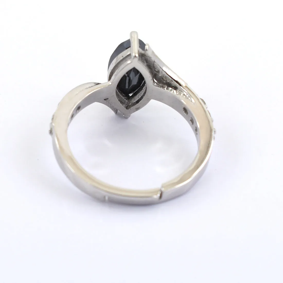 2 Ct Certified Beautiful Marquise Shape Black Diamond Ring With Diamond Accents, Stunning Look & Great Brilliance