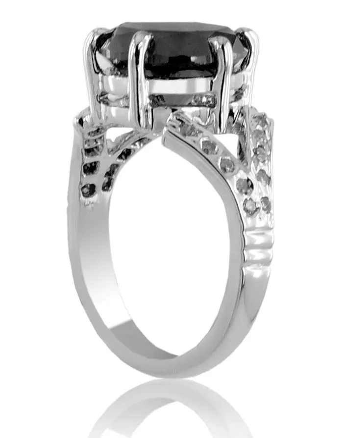 2 Ct Certified, Black Diamond Engagement Ring With Diamond Accents. Designer Collection & Great Shine