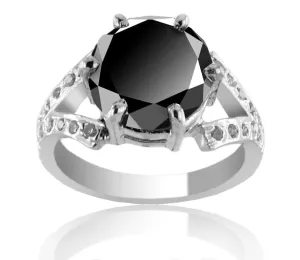 2 Ct Certified, Black Diamond Engagement Ring With Diamond Accents. Designer Collection & Great Shine