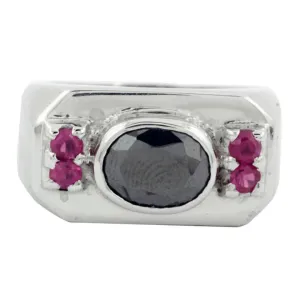 2 Ct Oval Shape Certified Gorgeous Black Diamond Ring With Ruby Accents, Bezel Style & Stunning Look