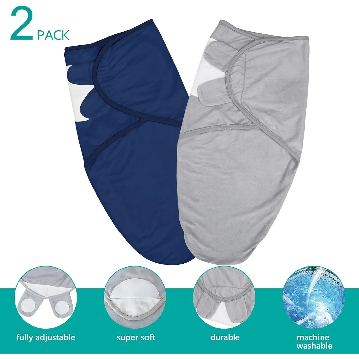2 Pack Cotton Baby Blankets 0-3 Months Grey Solid Color Neutral