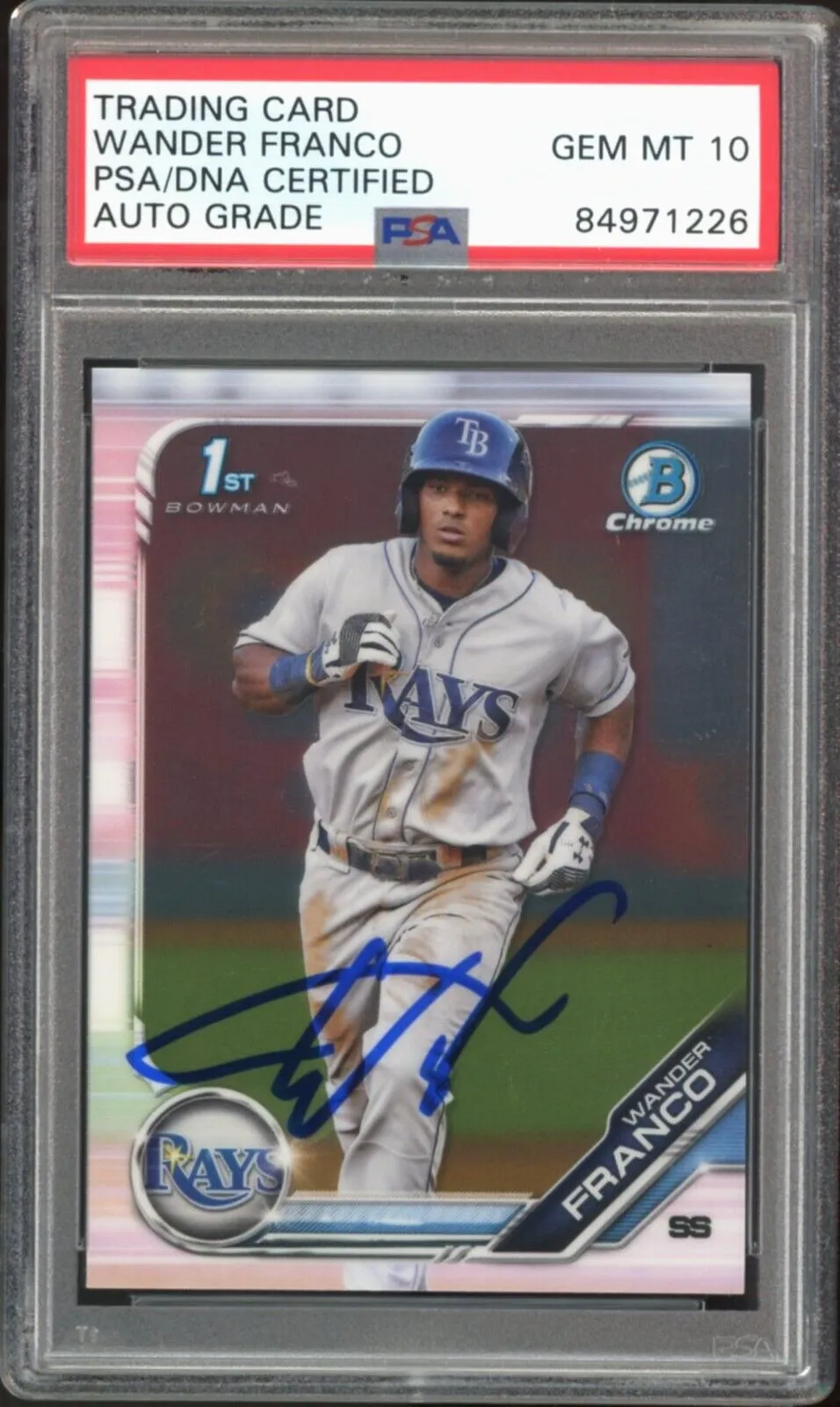 2019 Bowman Chrome #BCP100 Wander Franco RC On Card PSA/DNA Auto GEM MINT 10