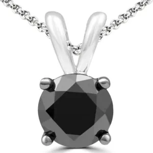 2.50 Ct Round Brilliant Cut Black Diamond Solitaire Pendant, Great Shine & Excellent Luster