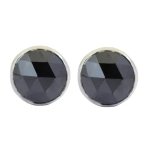 2.90 Ct AAA Certified Rose Cut Black Diamond Solitaire Studs in Bezel Style, Excellent Quality with Great Shine