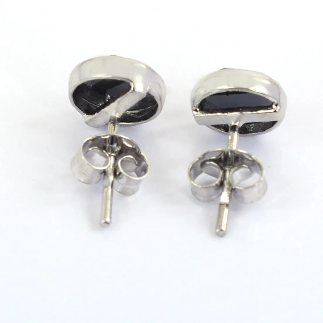 2.90 Ct AAA Certified Rose Cut Black Diamond Solitaire Studs in Bezel Style, Excellent Quality with Great Shine