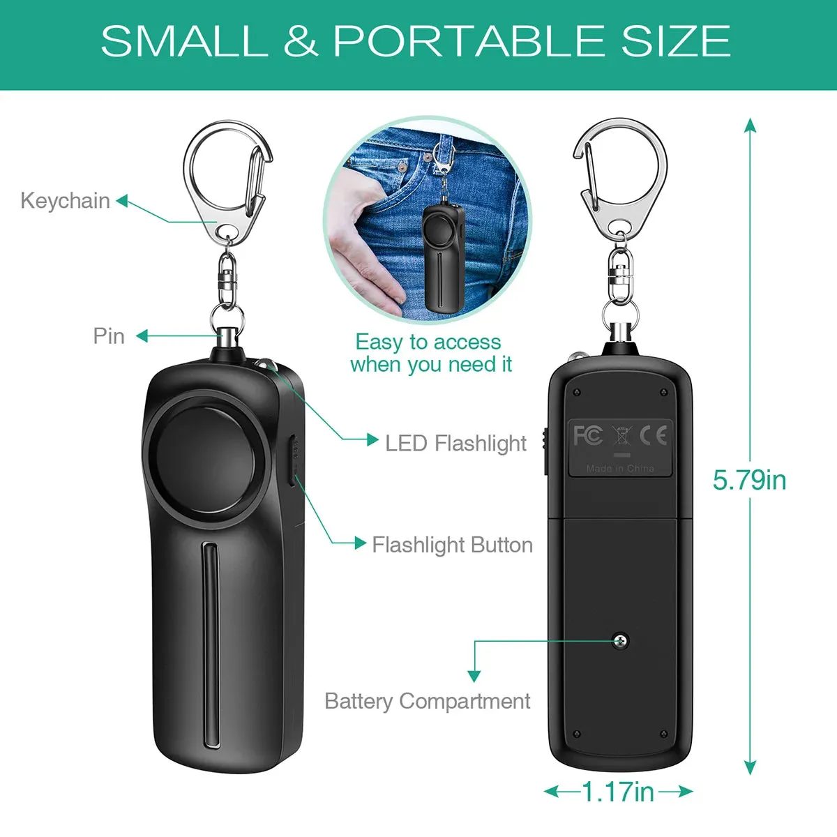 2PCS/1PC Self Defense Alarm 130dB Anti-wolf Girl Child Women Security Alert Personal Safety Scream Loud Emergency Alarm Keychain