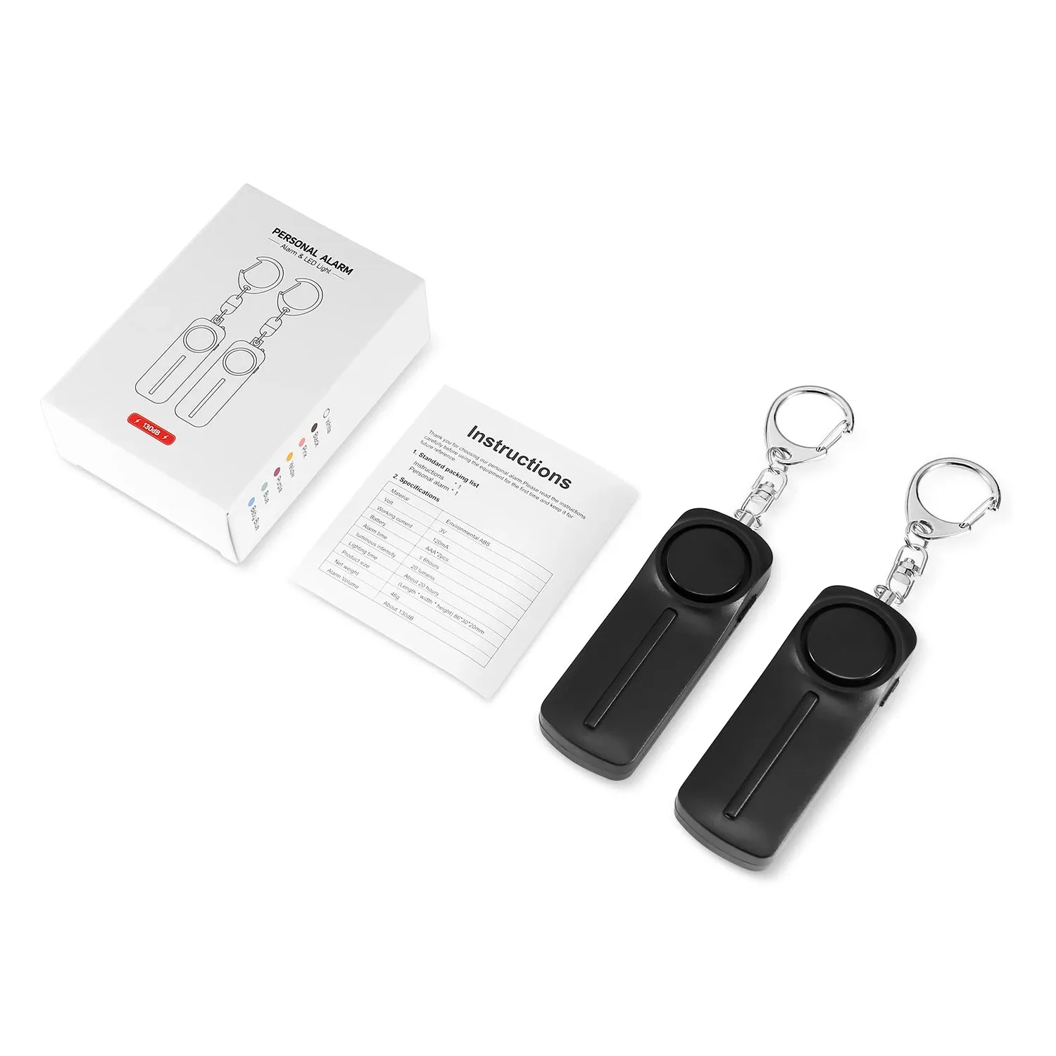 2PCS/1PC Self Defense Alarm 130dB Anti-wolf Girl Child Women Security Alert Personal Safety Scream Loud Emergency Alarm Keychain