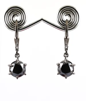 3 Ct Certified Black Diamond Solitaire Dangler Earring With 6 Prong Setting
