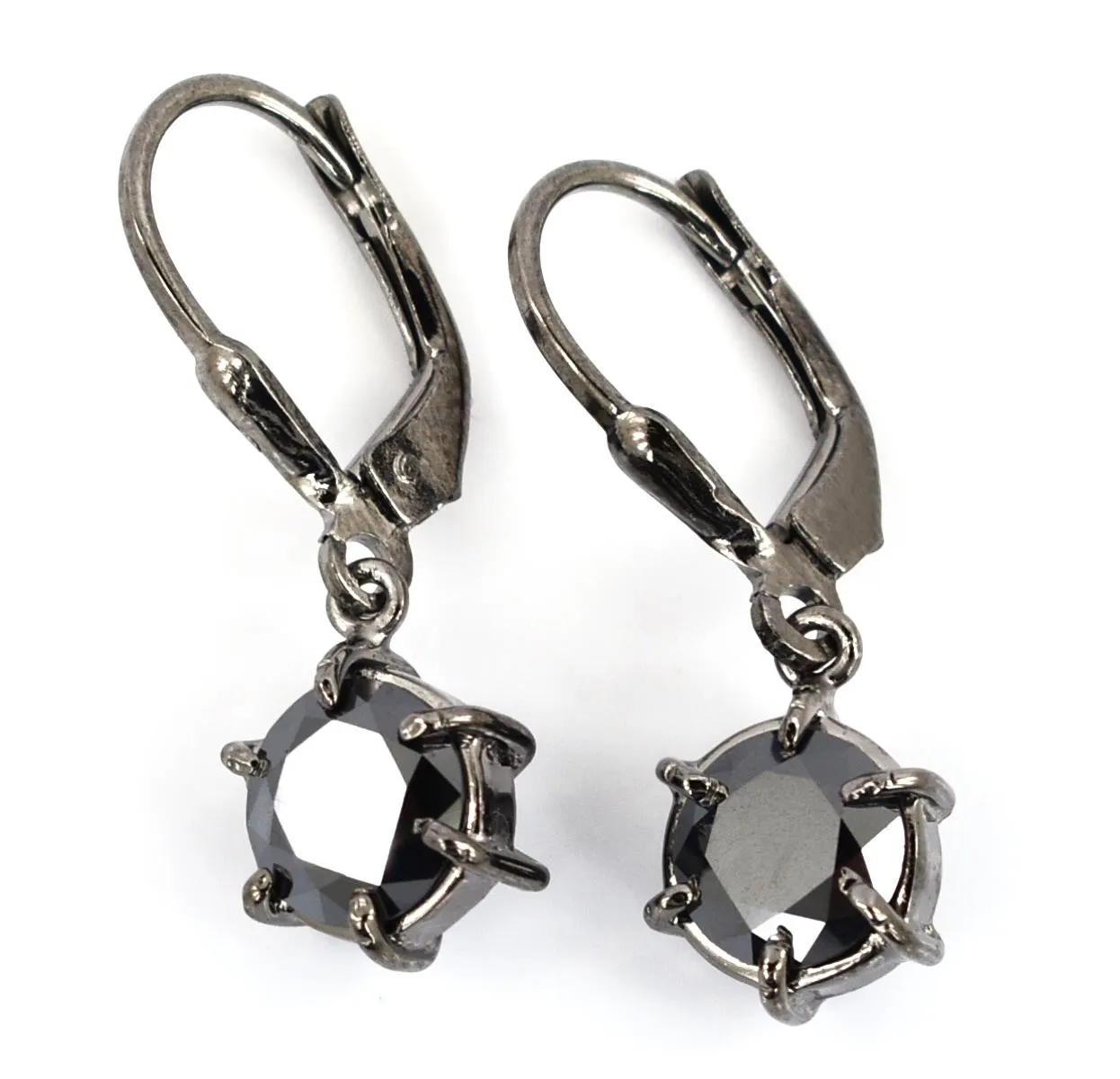 3 Ct Certified Black Diamond Solitaire Dangler Earring With 6 Prong Setting