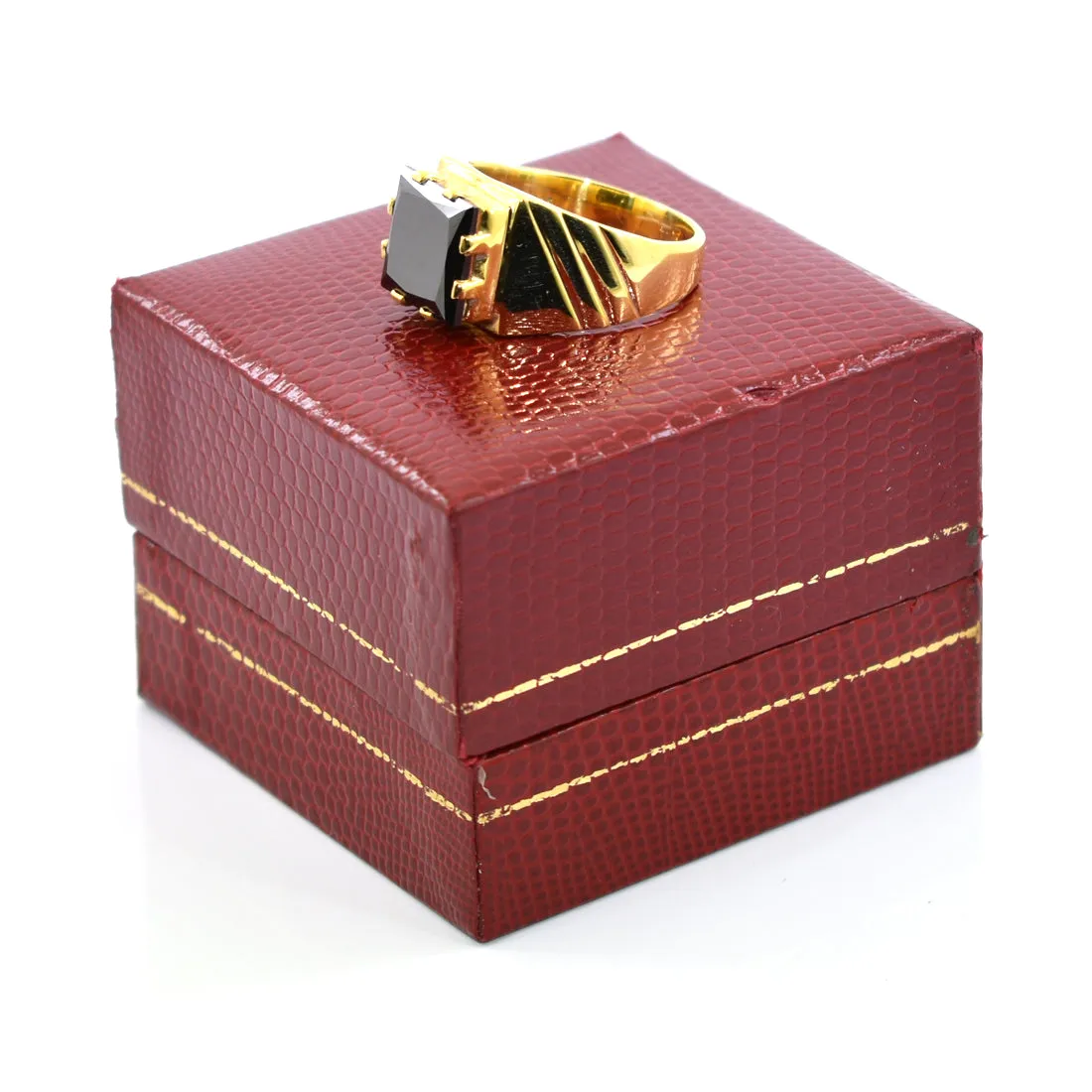 3 Ct Princess Cut Certified Black Diamond Ring In Yellow Finish, Amazing Collection & Great Luster