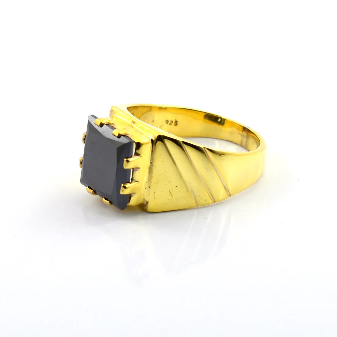 3 Ct Princess Cut Certified Black Diamond Ring In Yellow Finish, Amazing Collection & Great Luster
