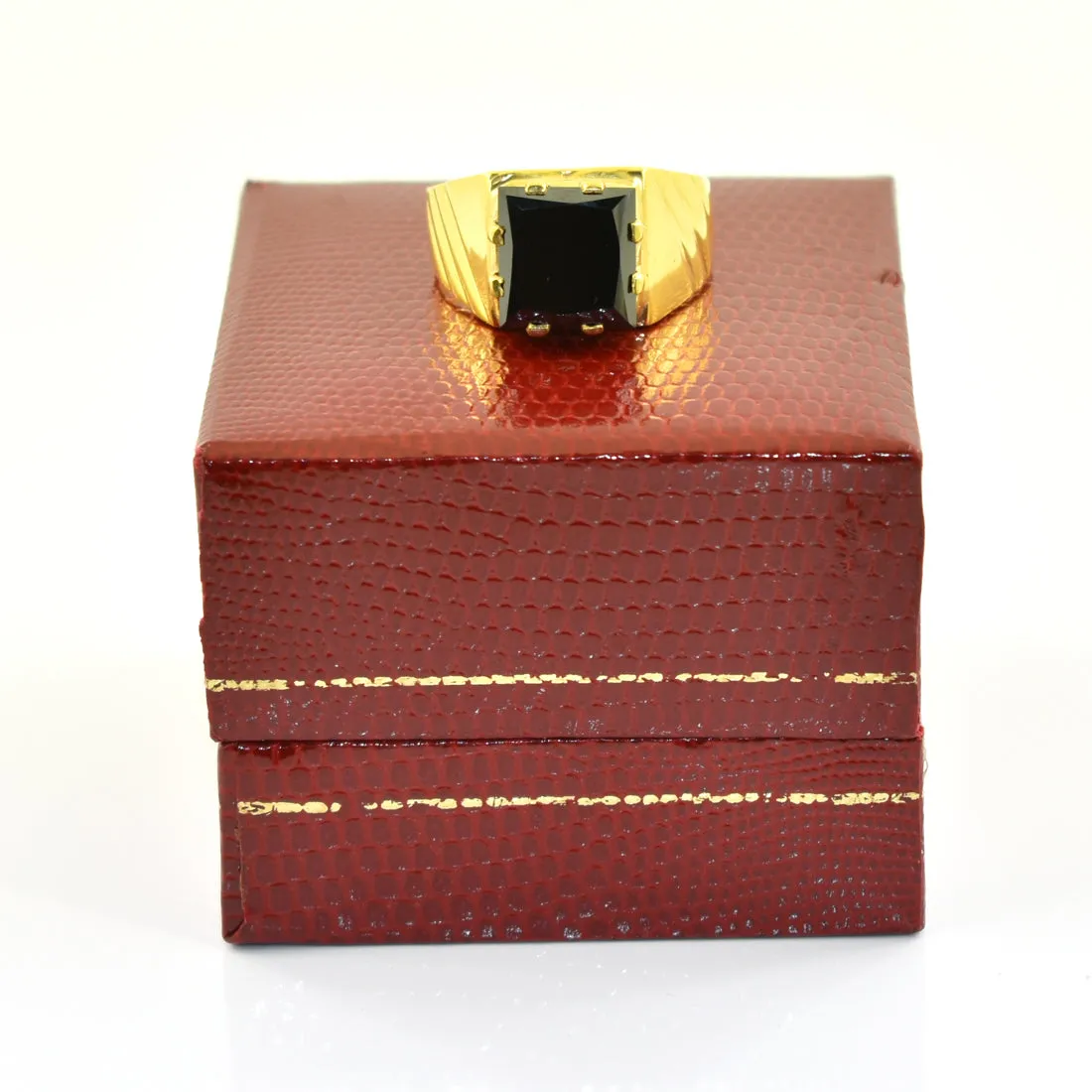 3 Ct Princess Cut Certified Black Diamond Ring In Yellow Finish, Amazing Collection & Great Luster