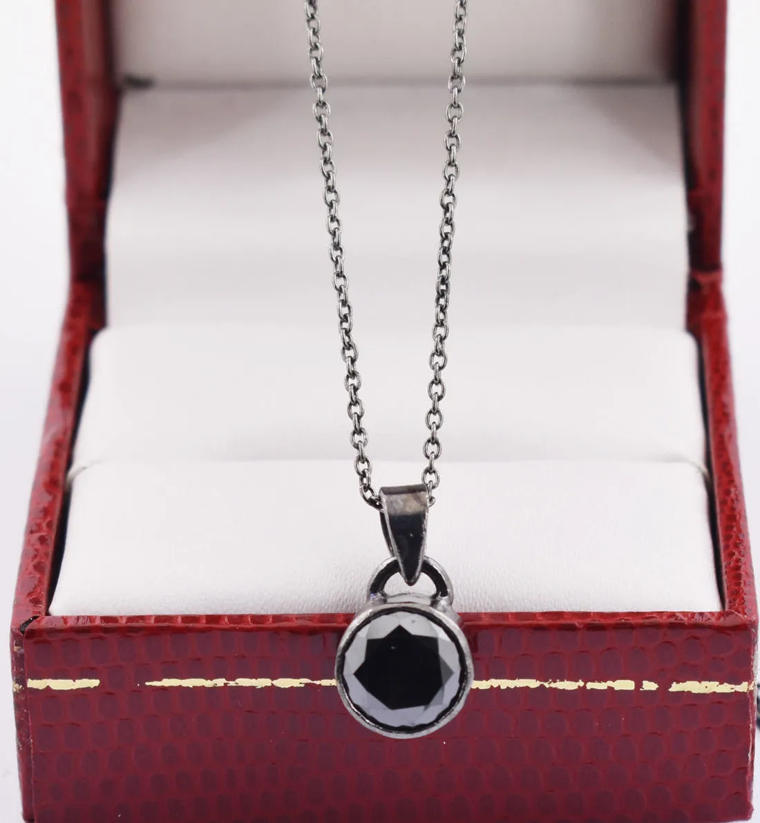 3.10 Ct Certified Black Diamond Solitaire Pendant in Bezel Setting, Earth Mined. Great Shine & Luster