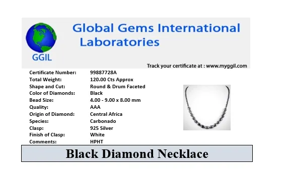 4 mm Black Diamond Beaded Necklace With Fancy Shape Beads. Great Designer & Luster