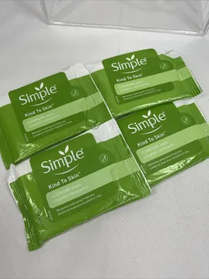 (4)  Simple Kind ToSkin Cleansing Facial Wipes Makeup Remover - 7 wipes