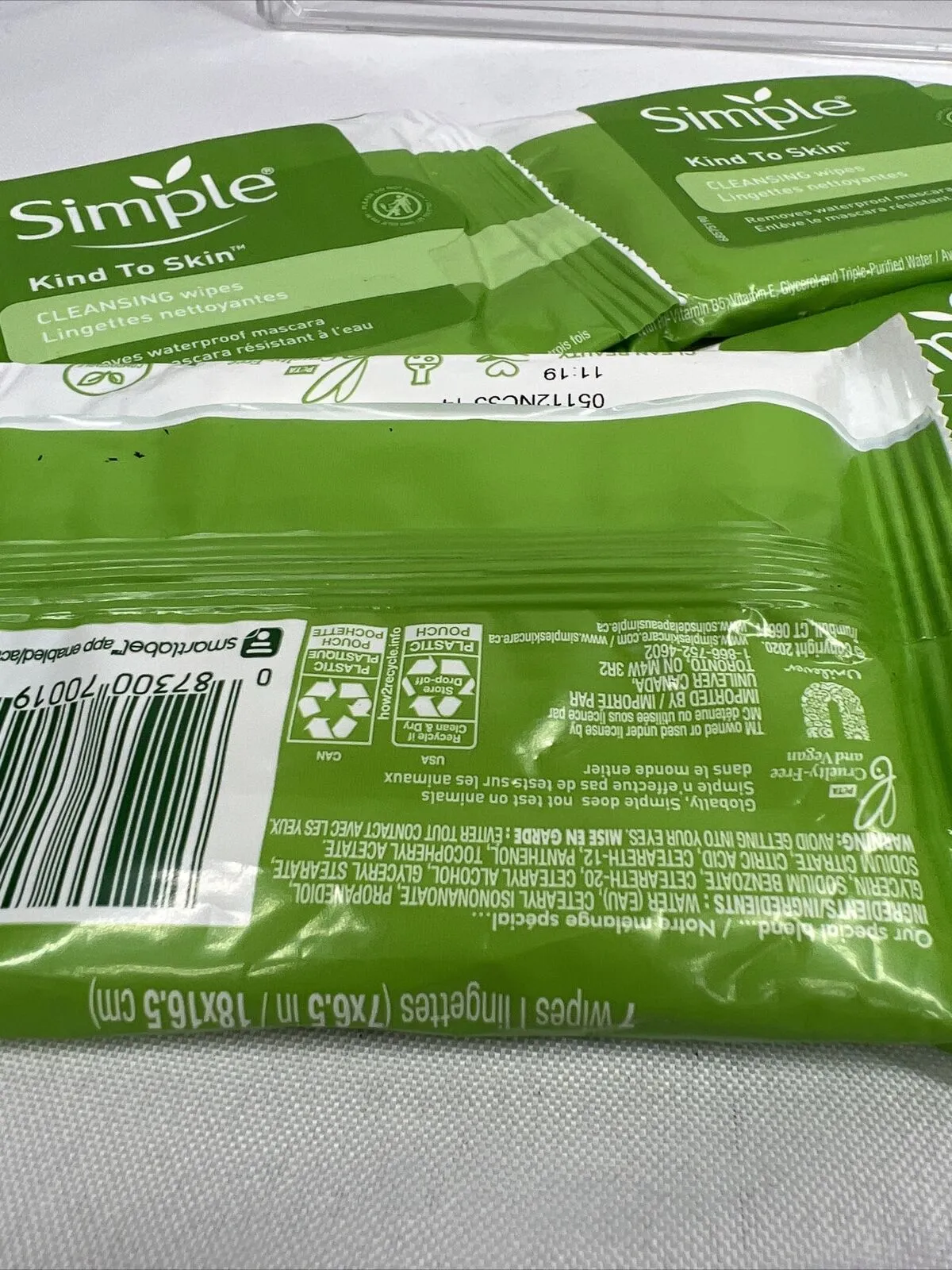 (4)  Simple Kind ToSkin Cleansing Facial Wipes Makeup Remover - 7 wipes