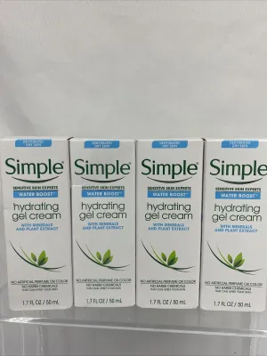 (4) Simple Water Boost Hydrating Gel Cream Face Moisturizer 1.7 oz