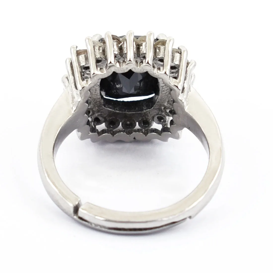 4.15 Ct Black Diamond Solitaire with Rose Cut Diamond Accents Designer Ring, Gift for Birthday,