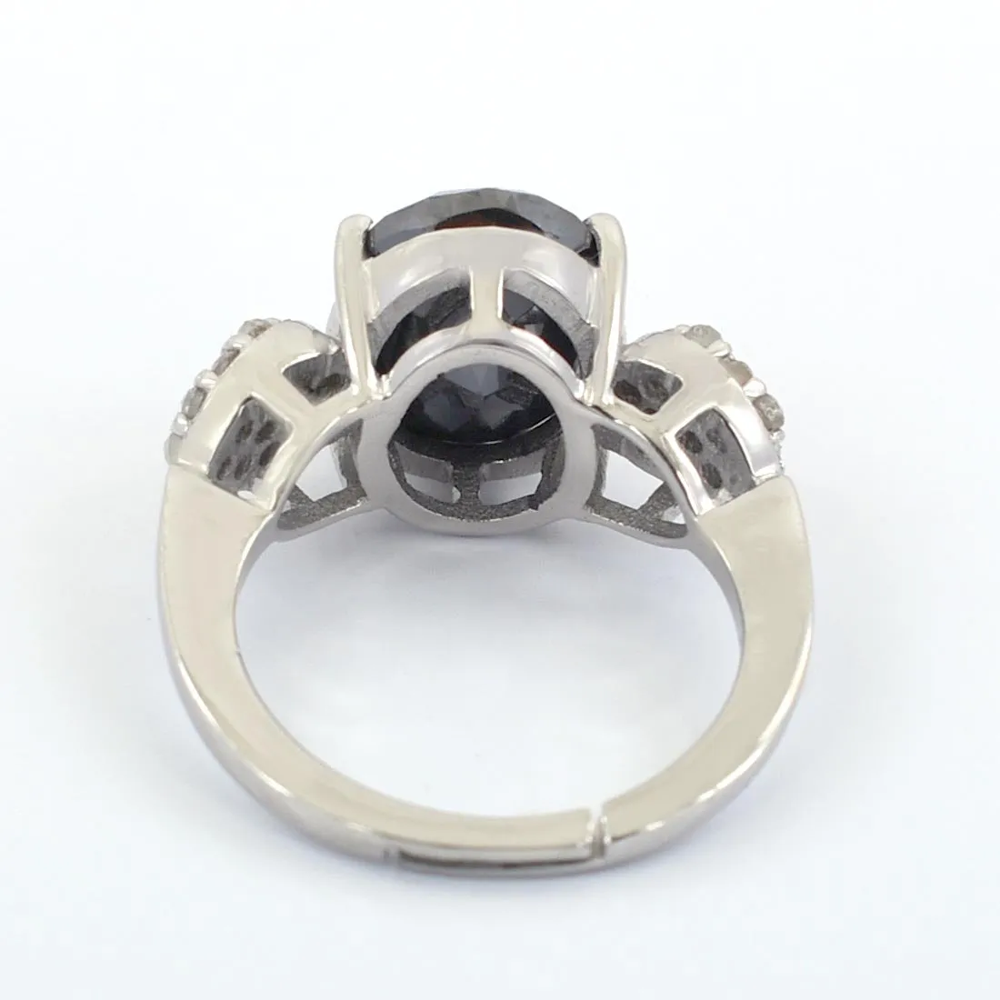 4.50 Ct Oval Shape Black Diamond Designer Ring With Rose Cut Diamond Accents, Very Elegant & Great Shine