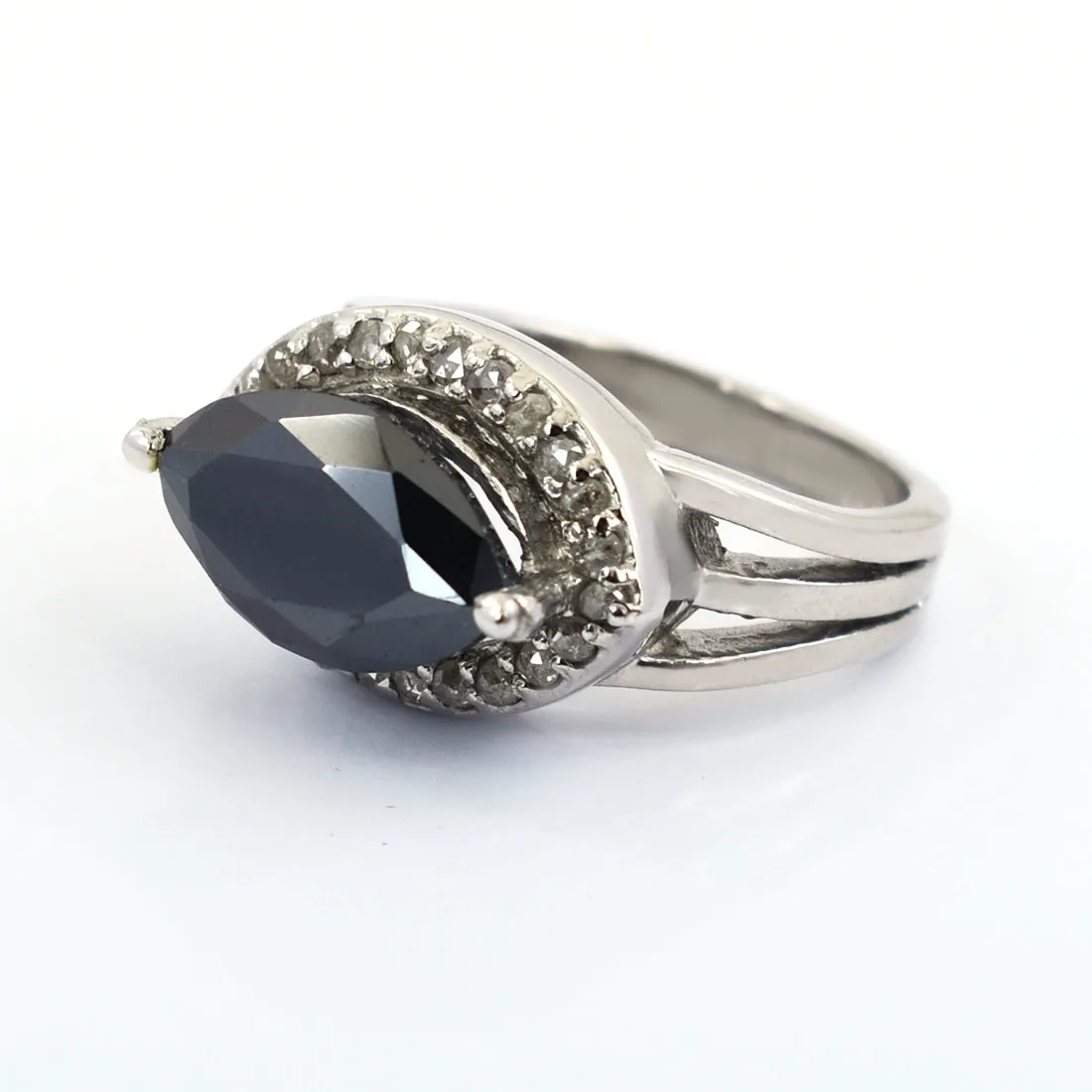 4.60 Ct Certified Amazing Black Diamond Ring with Diamond Accents, Designer Look & Great Shine