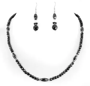 4mm AAA Certified Designer Black Diamond Necklace with Fancy Beads! Amazing Matching Earrings- Great Gift  for Anniversary