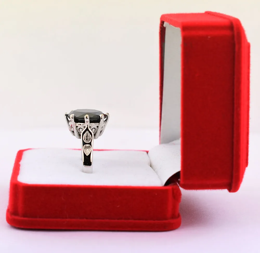 5 Ct 100% Certified Round Cut Black Diamond Solitaire Ring, Great Shine & Stunning Look