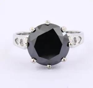 5 Ct 100% Certified Round Cut Black Diamond Solitaire Ring, Great Shine & Stunning Look