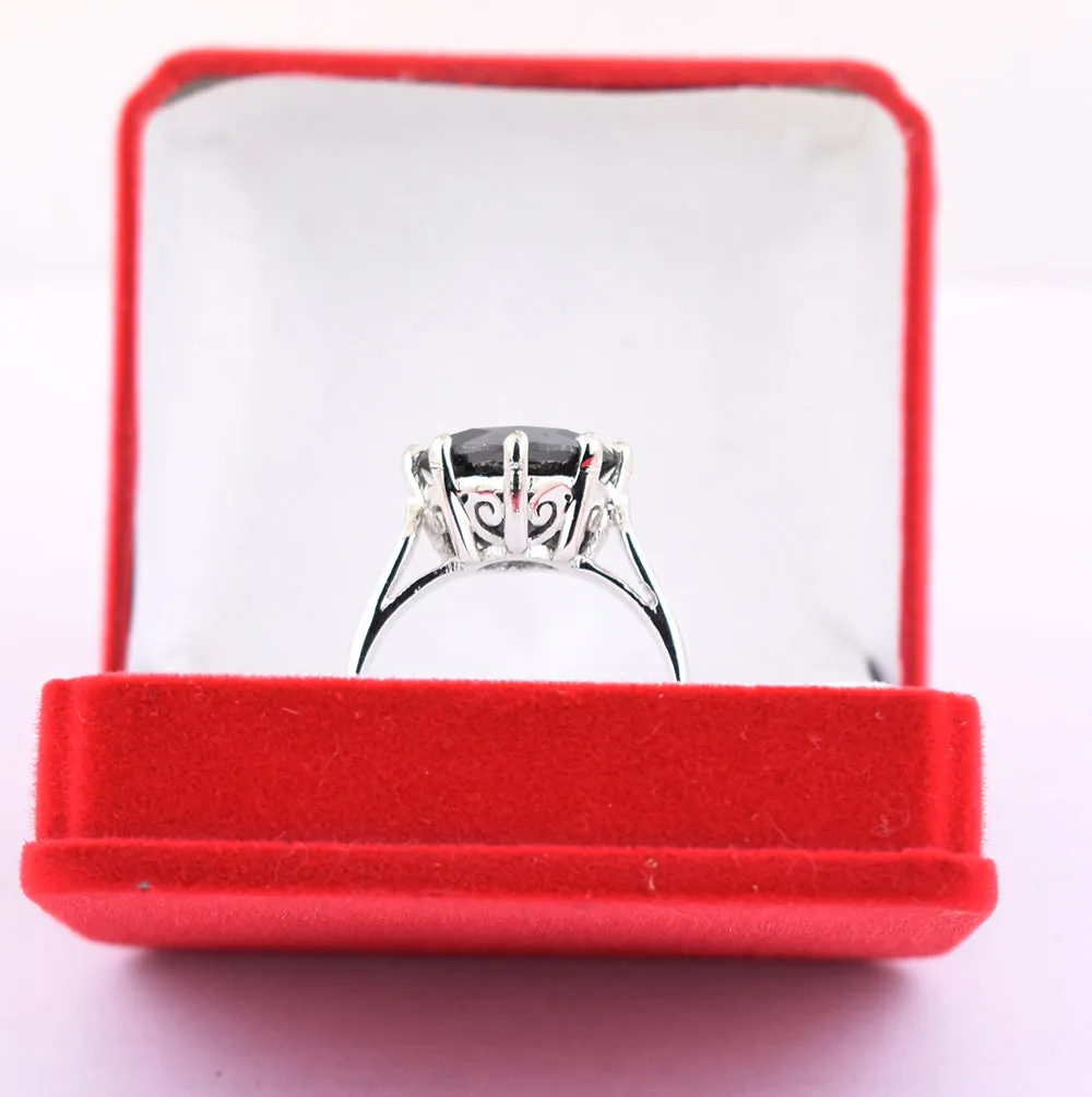 5 Ct 100% Certified Round Cut Black Diamond Solitaire Ring, Great Shine & Stunning Look