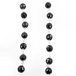5 mm Round Black Diamonds Beads Dangler Earrings in Sterling Silver, Amazing Collection with Great Shine