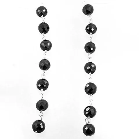 5 mm Round Black Diamonds Beads Dangler Earrings in Sterling Silver, Amazing Collection with Great Shine