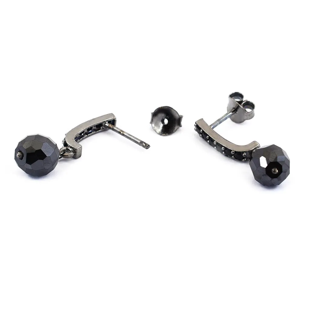 7 mm Certified Black Diamond Dangler Earrings In 925 Silver with Designer Loop, New Style & Great Sparkle
