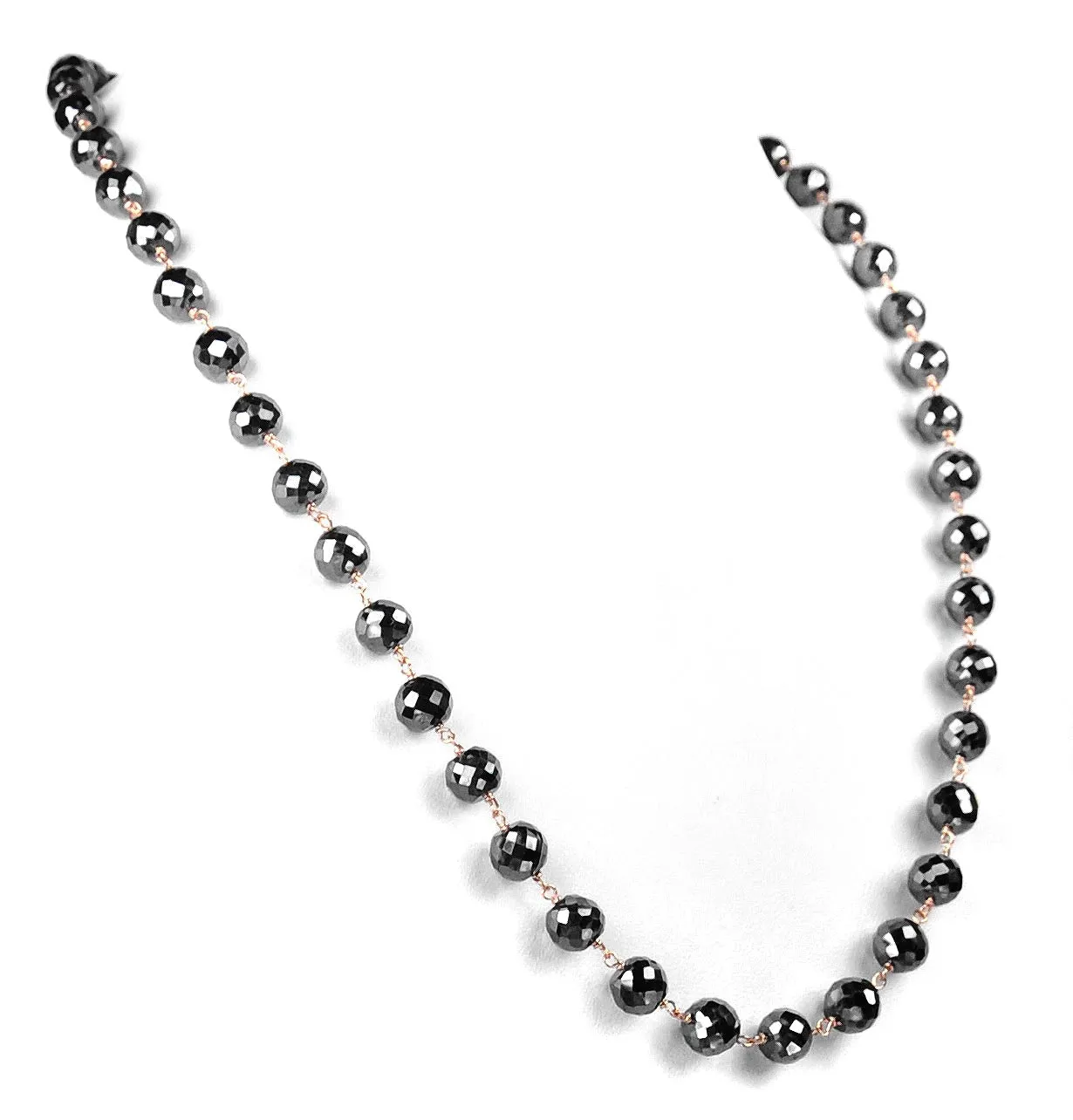 8 mm Derek Jet Black Diamond Long Chain Necklace in 925 Sterling Silver- Excellent Quality with Great Sparkle